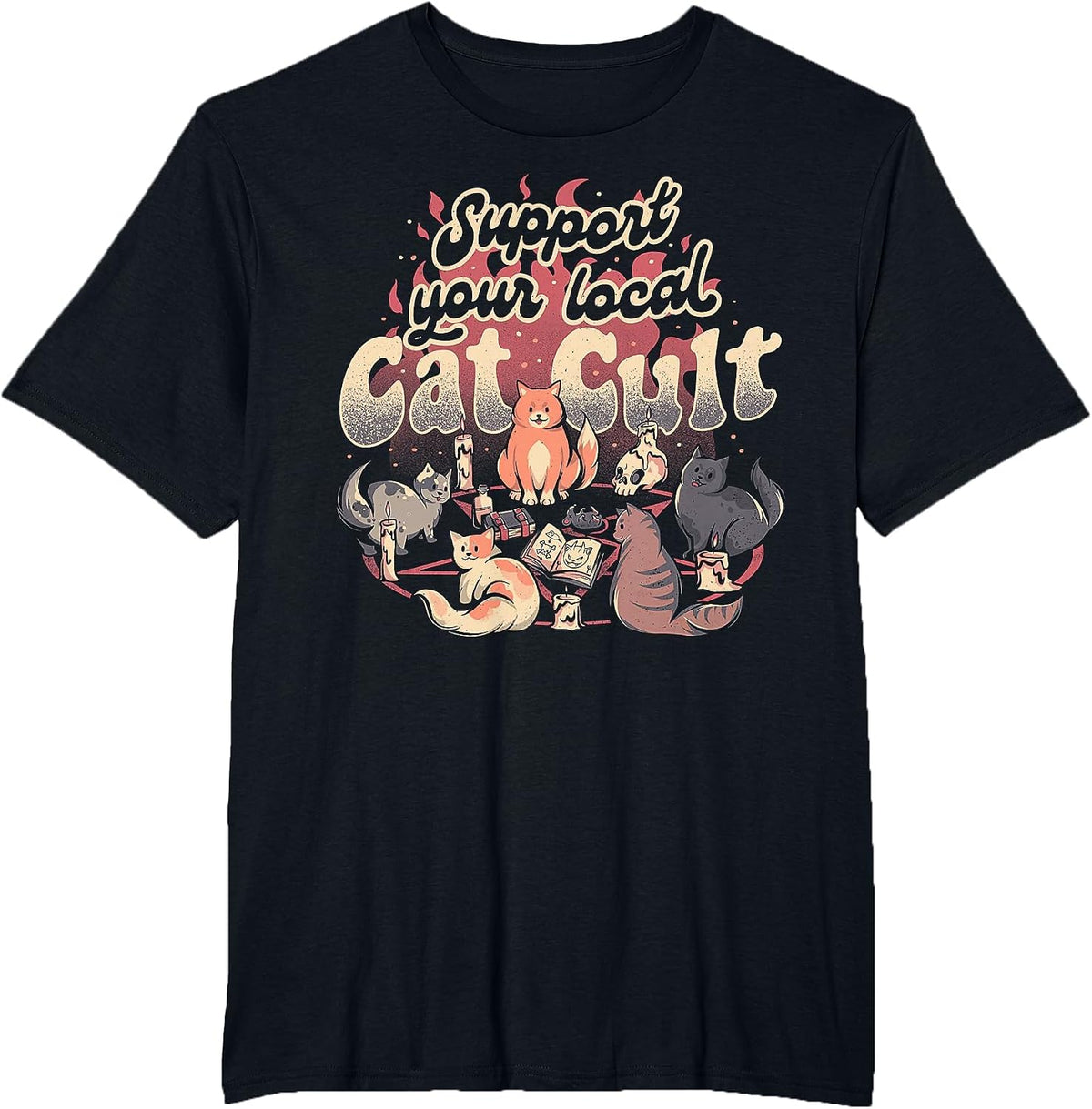 Support Your Local Cat Cult T-Shirt - Black