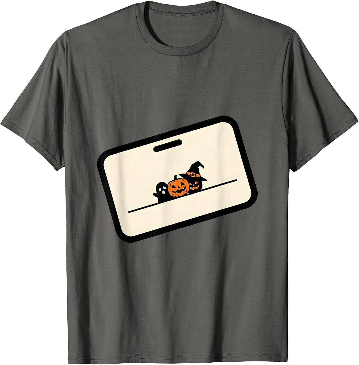 Men's Costume Label Tiny Creature Teacher Halloween Humor T-Shirt - Asphalt Grey