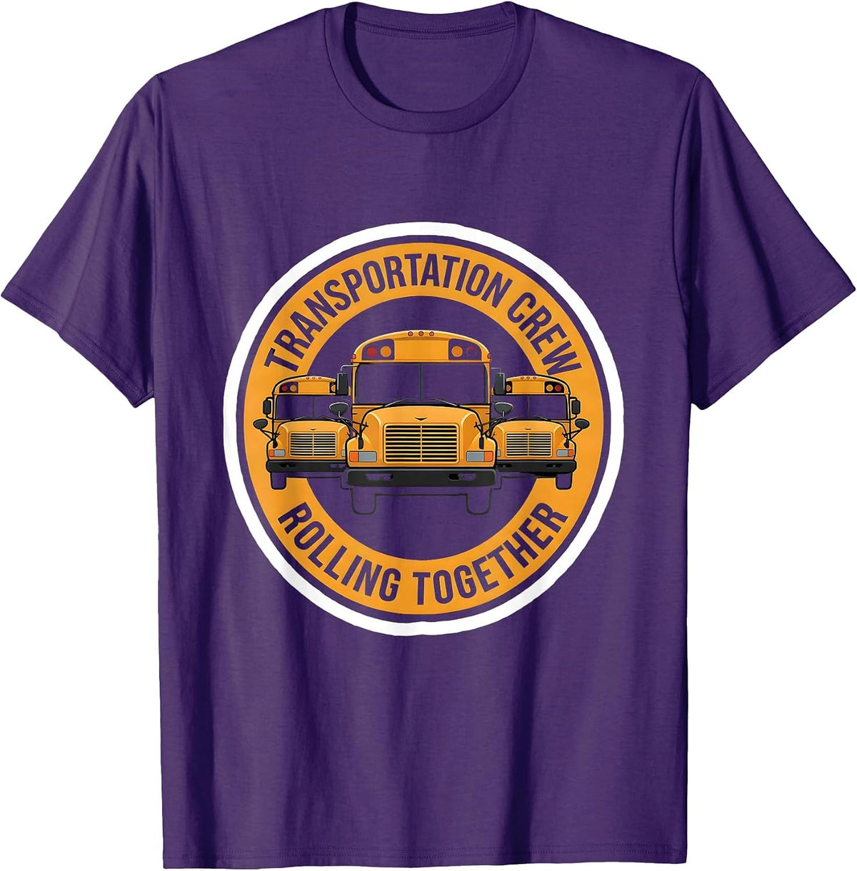 Men's Transportation Crew Rolling Together Funny School Bus Driver T-Shirt - Purple