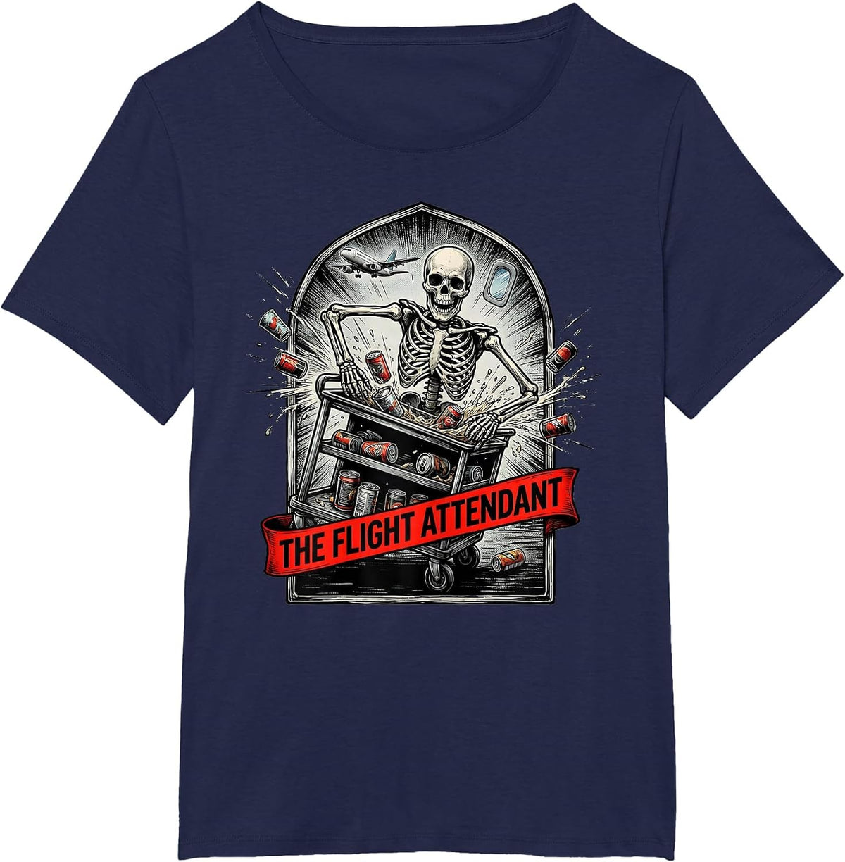 Women's The Flight Attendant Comic Book Tarot Card Halloween T-Shirt - Navy Blue