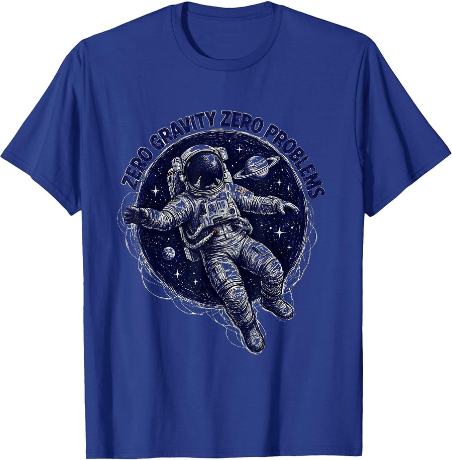 Zero Gravity Zero Problems Space Humor Design T-Shirt - Royal Blue
