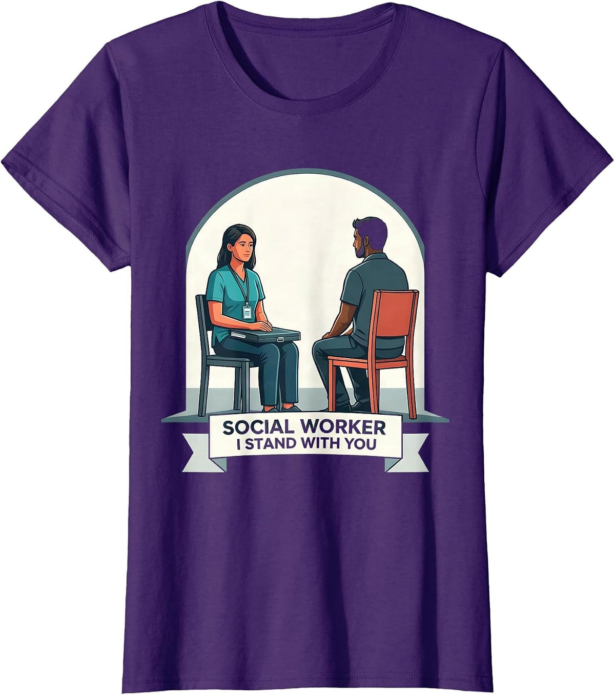 Women's Social Worker I Stand With You Vintage Advocate Support T-Shirt - Purple