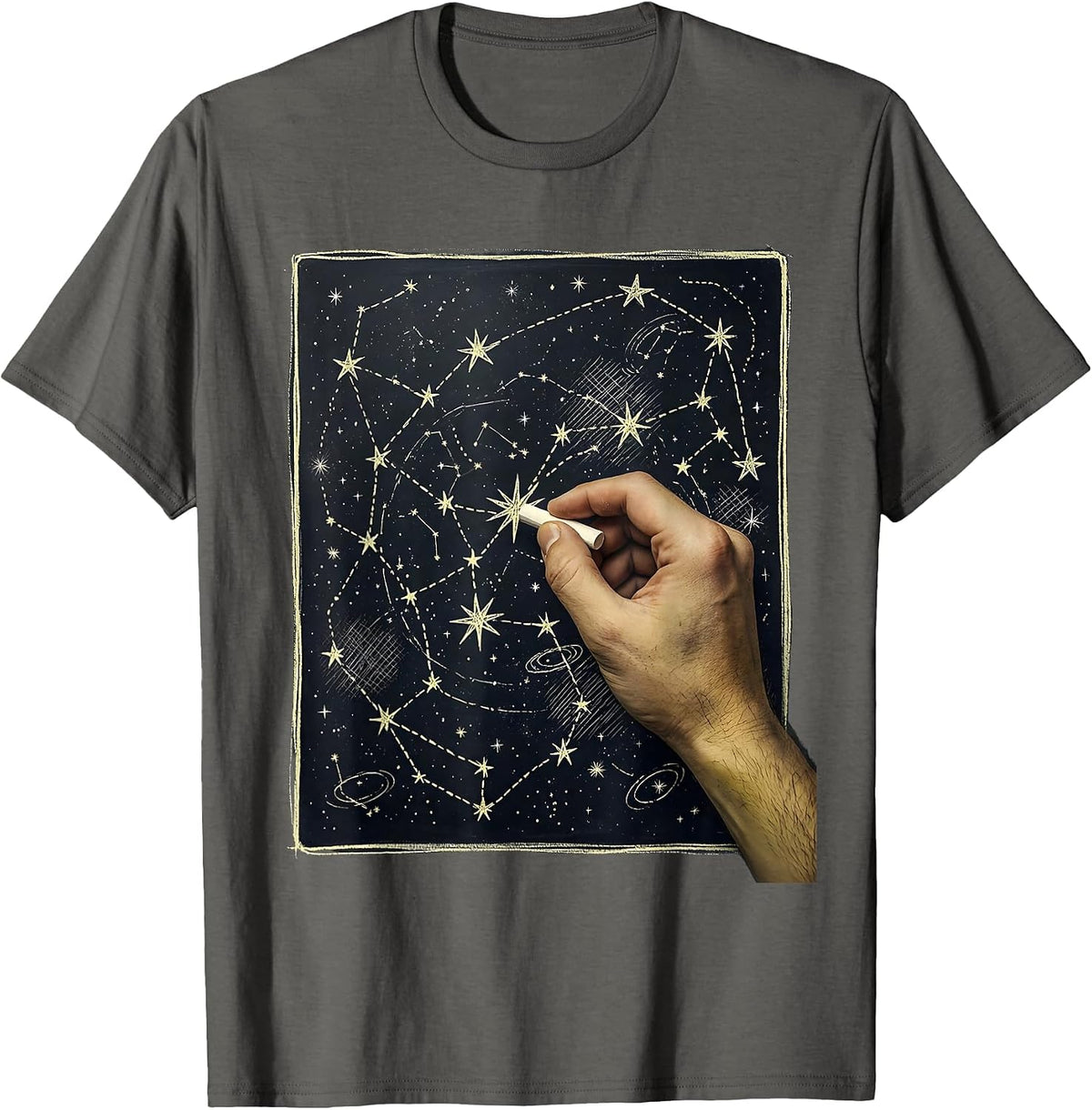 Teacher Constellation Map Blackboard Drawing T-Shirt - Asphalt Grey