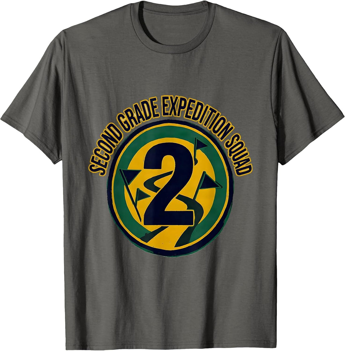 Men's Second Grade Expedition Squad Cute 2nd Grade Back To School T-Shirt - Asphalt Grey