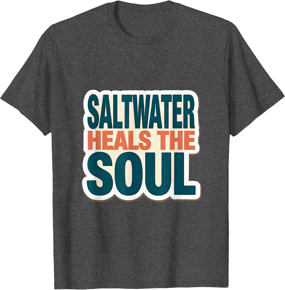 Men's Gulf of Mexico Saltwater Heals the Soul Design T-Shirt - Dark Heather Grey