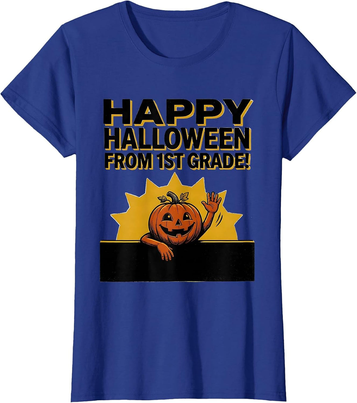 Women's Happy Halloween From 1st Grade Playful Grade-Level Boo Crew T-Shirt - Royal Blue