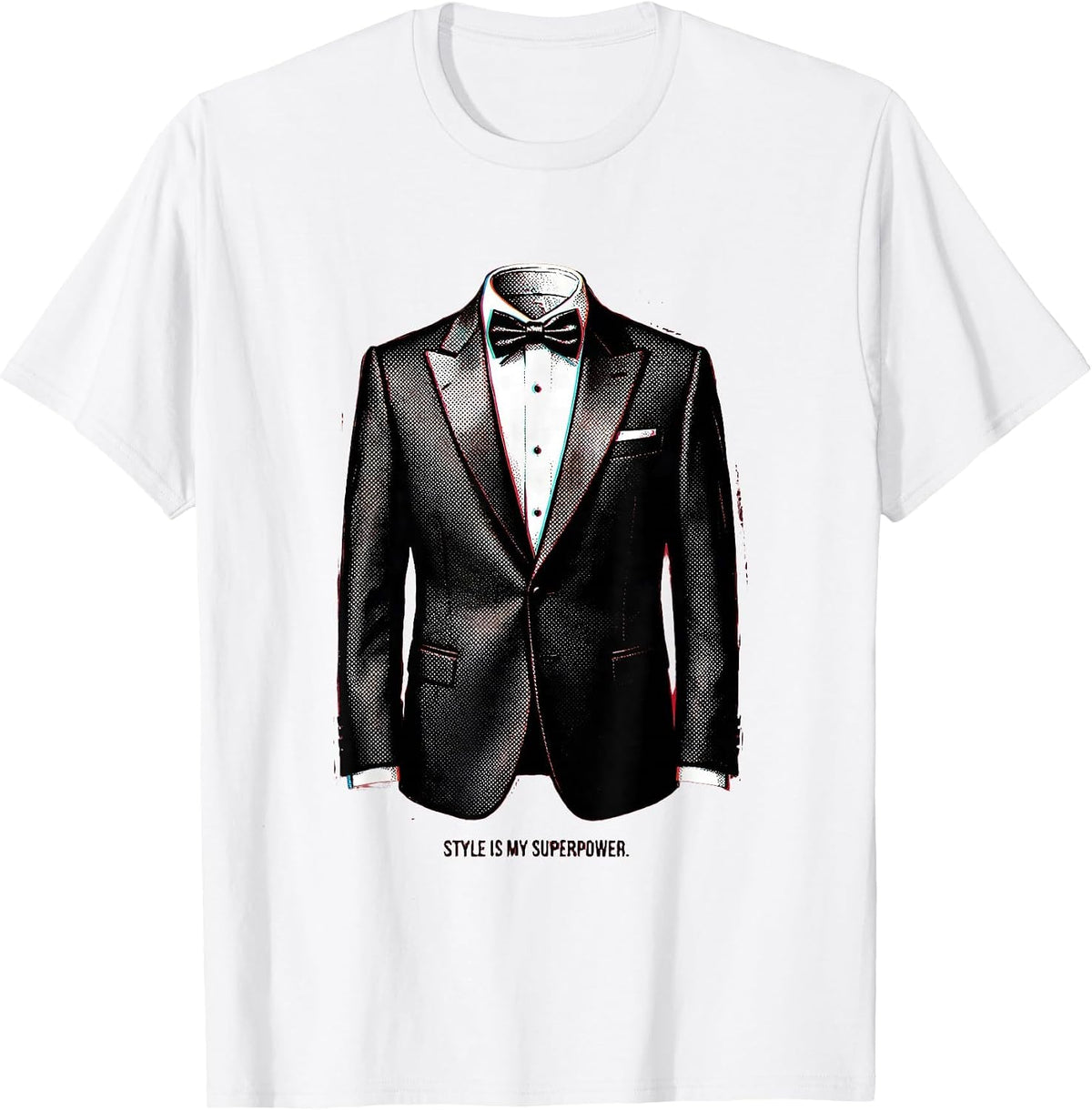 Men's Style Is My Superpower Tuxedo Design T-Shirt - White