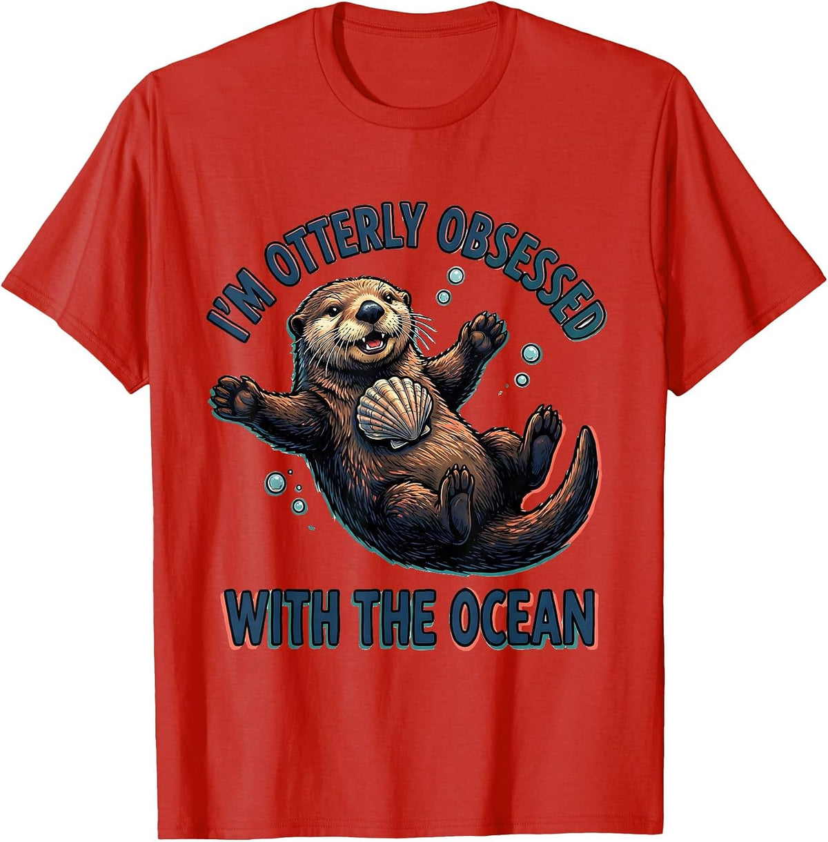 Men's I'm Otterly Obsessed With The Ocean Future Marine Biologist T-Shirt - Red