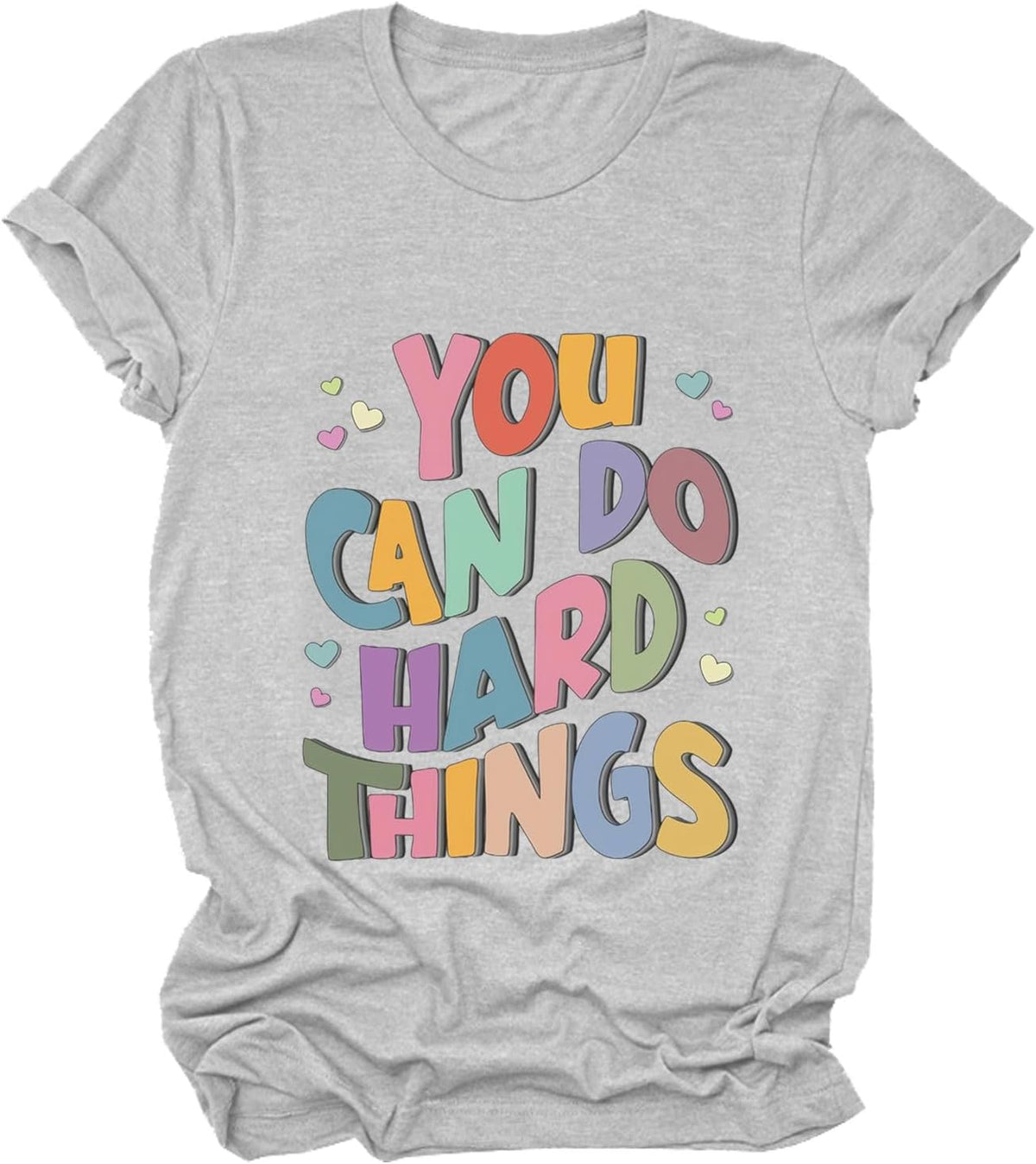 Teacher Shirts Women You Can Do Hard Things Graphic T-Shirt Special Education Tee Casual Inspirational Teacher Tshirt - Grey
