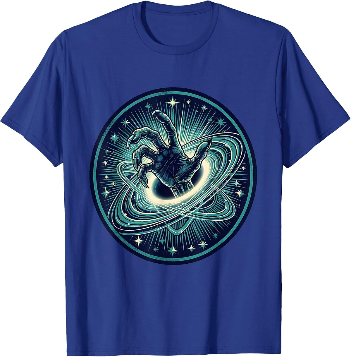 Men's Alien Hand Reaching Through Starry Portal T-Shirt - Royal Blue