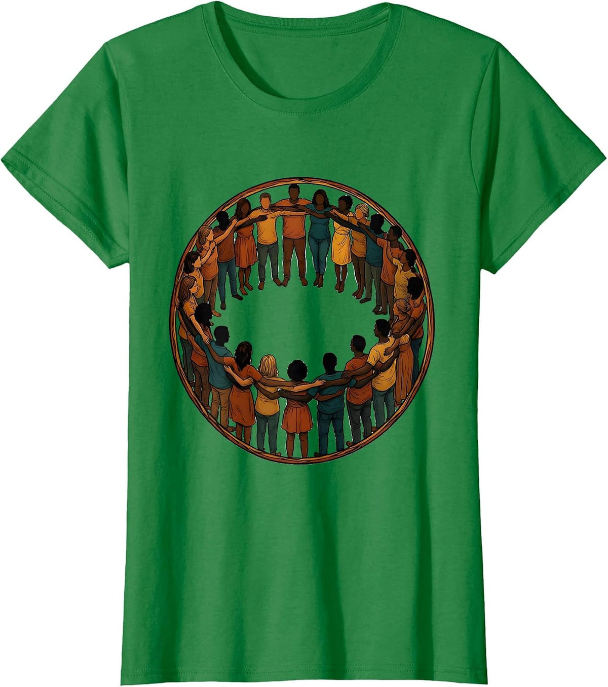 Women's Social Worker Diverse Unity Circle Graphic T-Shirt - Kelly Green
