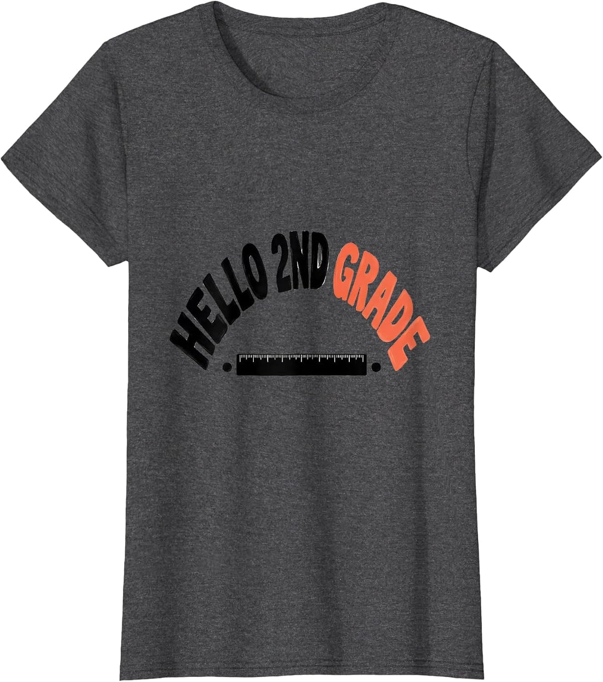 Women's Hello 2nd Grade Typography Back To School Grade Level Team T-Shirt - Dark Heather Grey