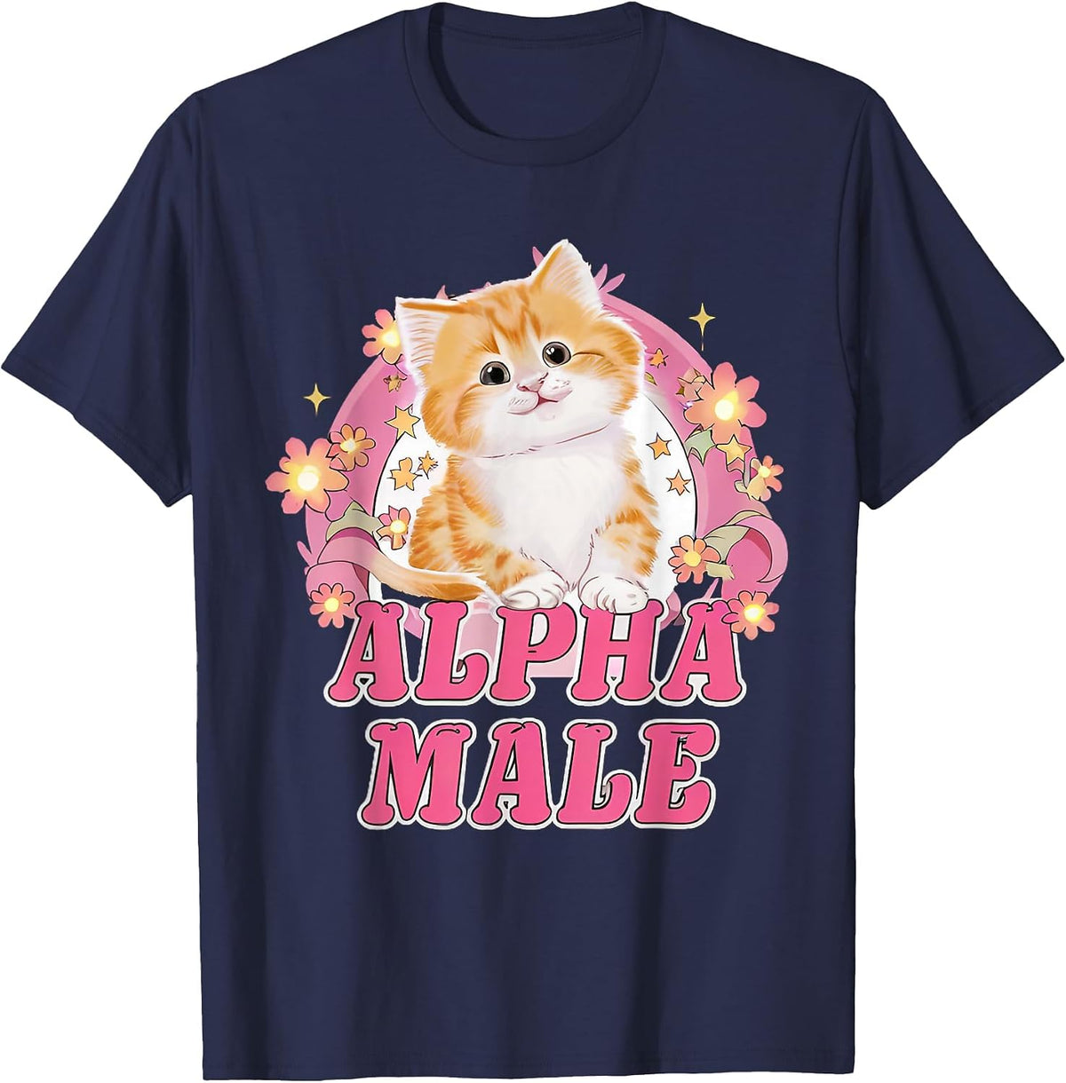 Alpha Male Cute Kitty Cat Funny Oddly Specific Dank Meme T-Shirt - Navy Blue