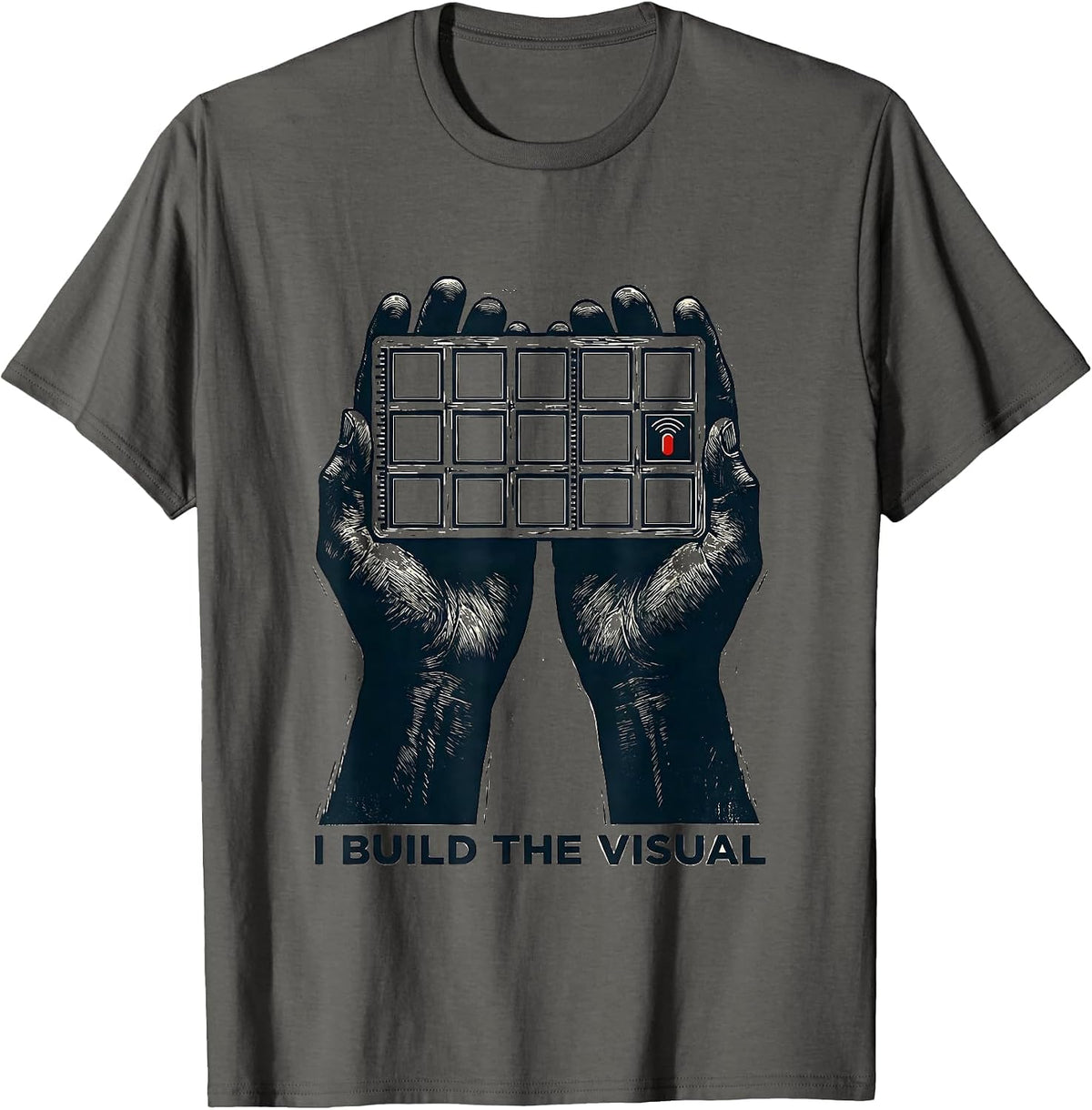 Men's I Build The Visual Linocut Special Education Teacher SPED T-Shirt - Asphalt Grey