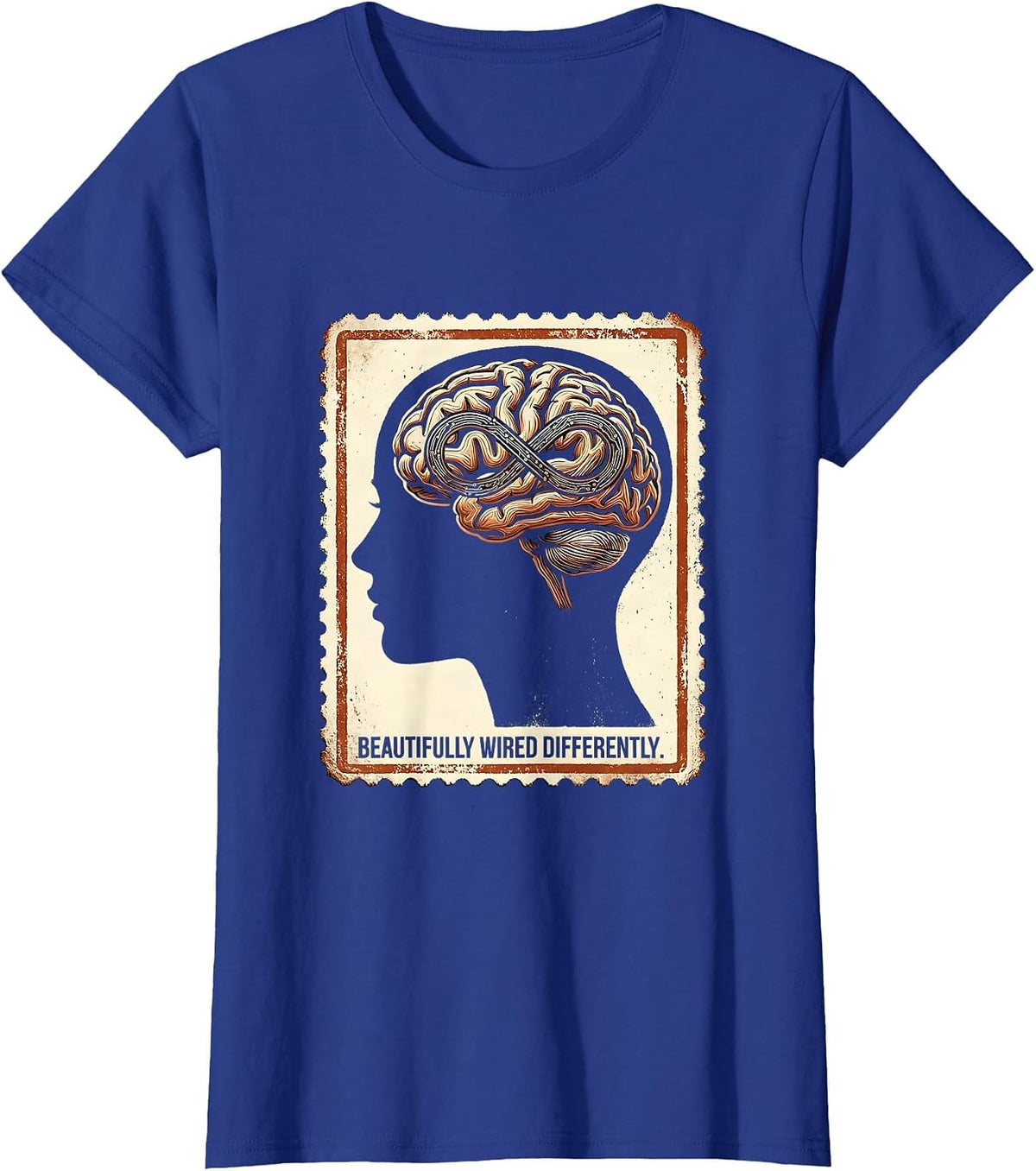 Women's Beautifully Wired Differently Autism Awareness Design T-Shirt - Royal Blue