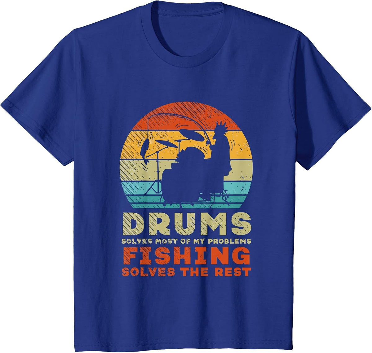 Fishing Drumming Fisherman Angler Drummer Percussion T-Shirt - Royal Blue
