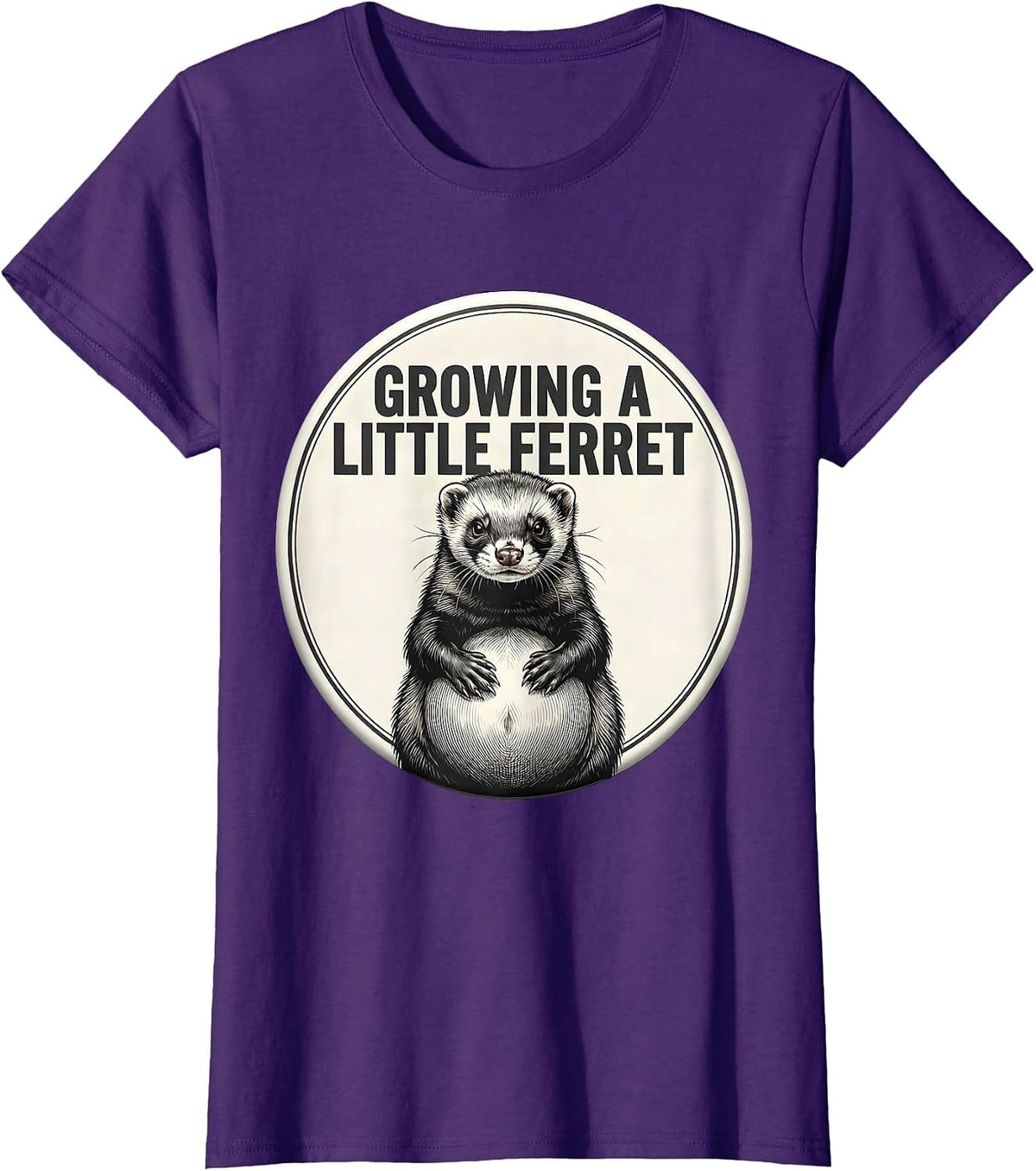 Women's Growing A Little Ferret Funny Pregnancy Announcement T-Shirt - Purple