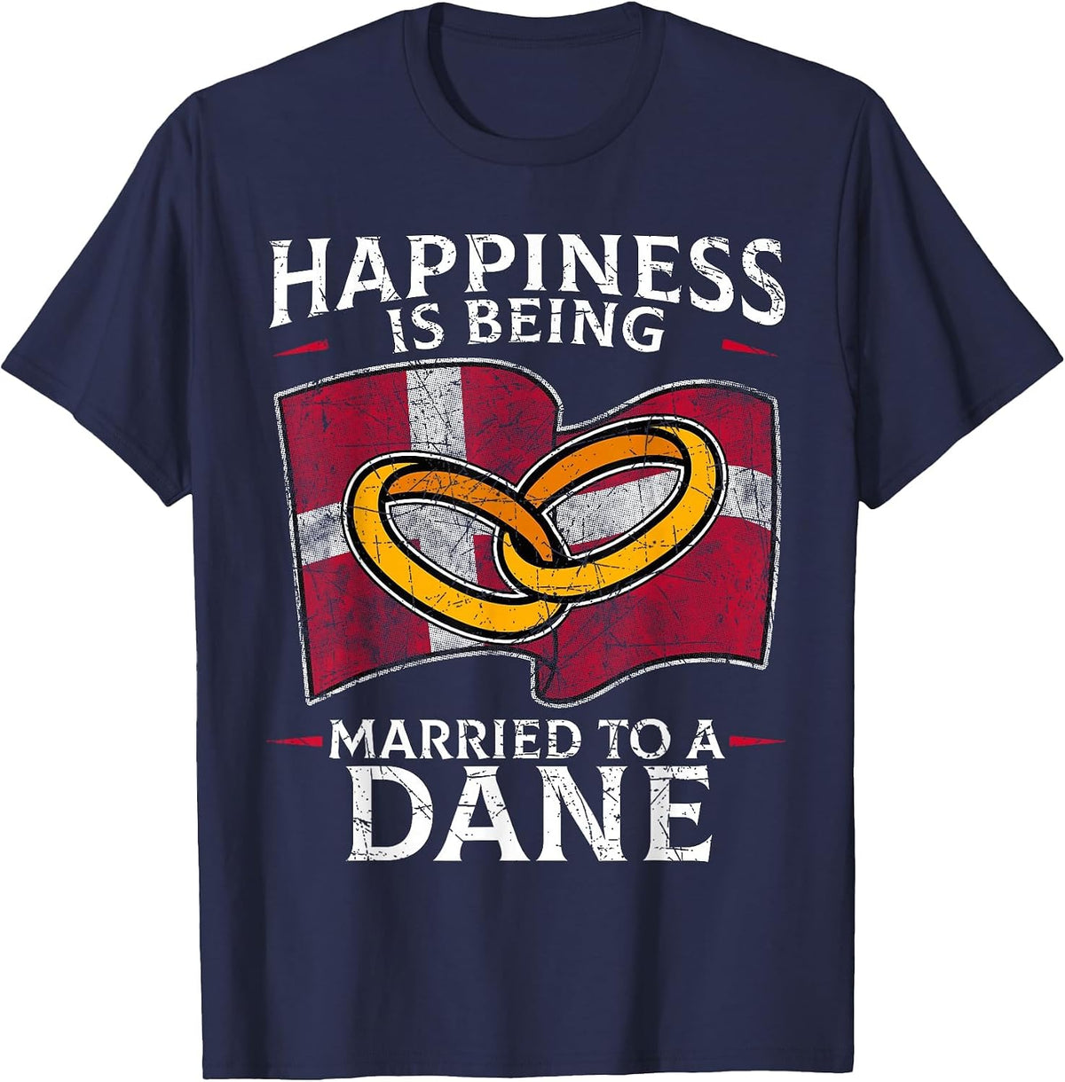 Danish Wedding Dane Heritage Roots Denmark Flag Married T-Shirt - Navy Blue