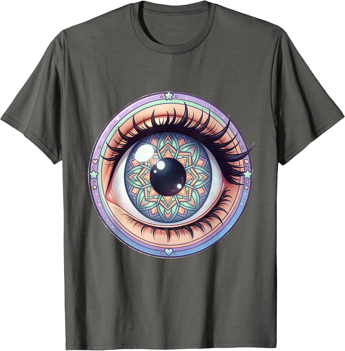 Men's Autism Kaleidoscope Eye Geometric Iris Design T-Shirt - Asphalt Grey