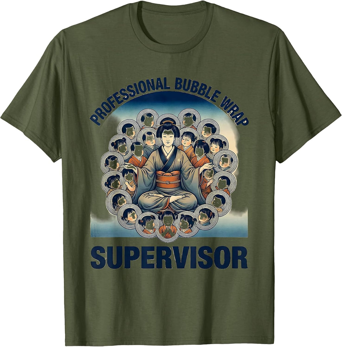 Professional Bubble Wrap Supervisor Daycare Teacher T-Shirt - Olive Green