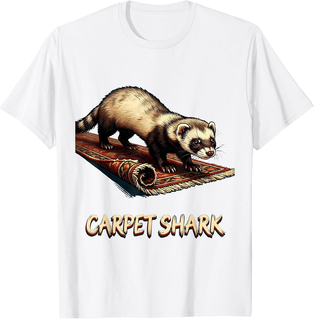 Men's Carpet Shark Funny Ferret Lover Gift For Ferret Parents T-Shirt - White