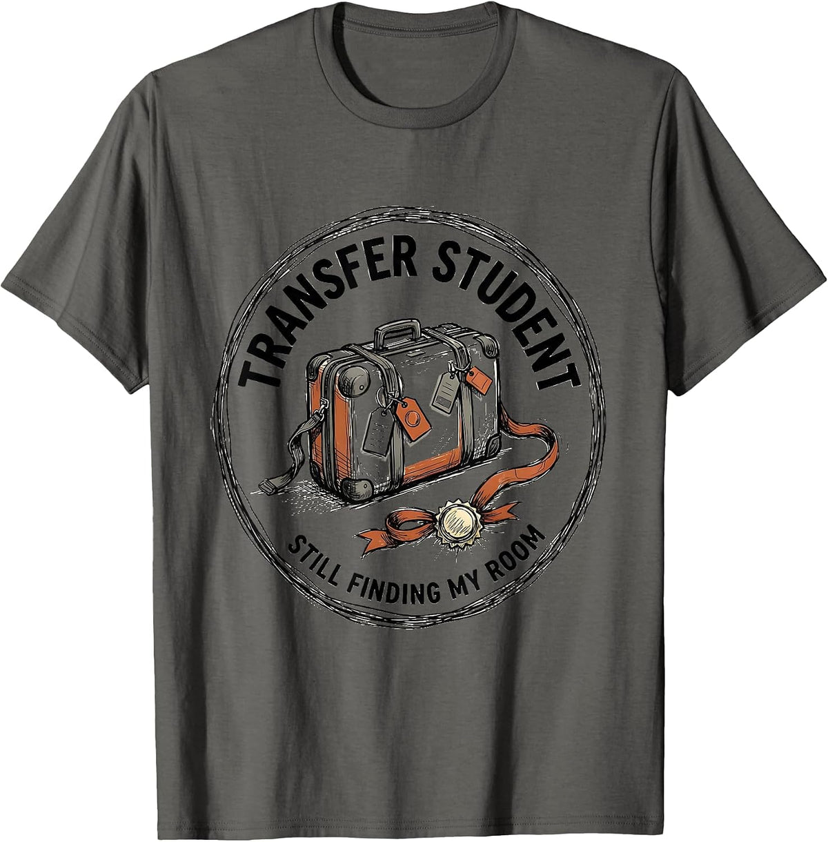Men's Transfer Student: Still Finding My Room College Humor T-Shirt - Asphalt Grey