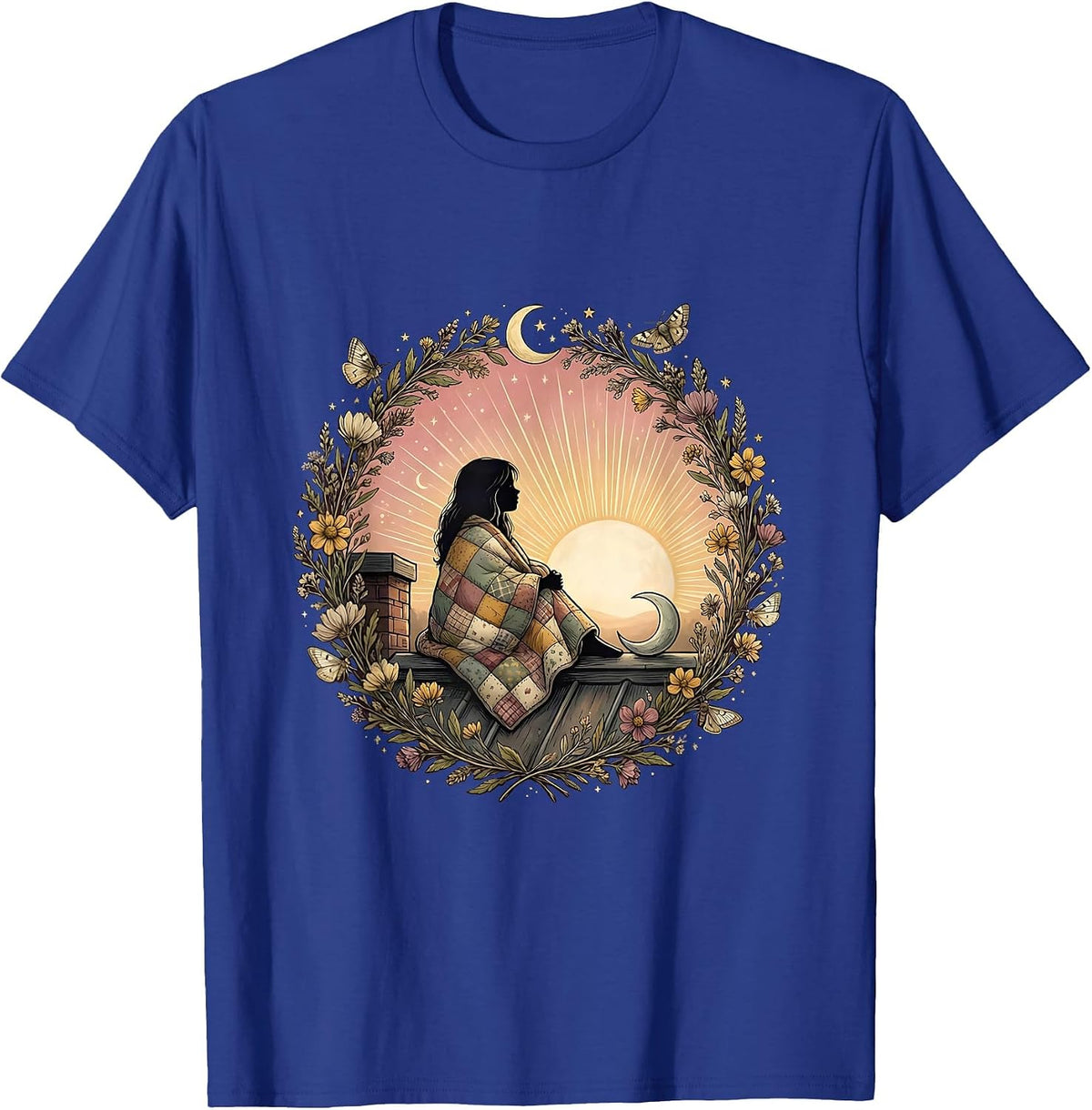 Autism Awareness Rooftop Sunrise Blanket Girl T-Shirt - Royal Blue