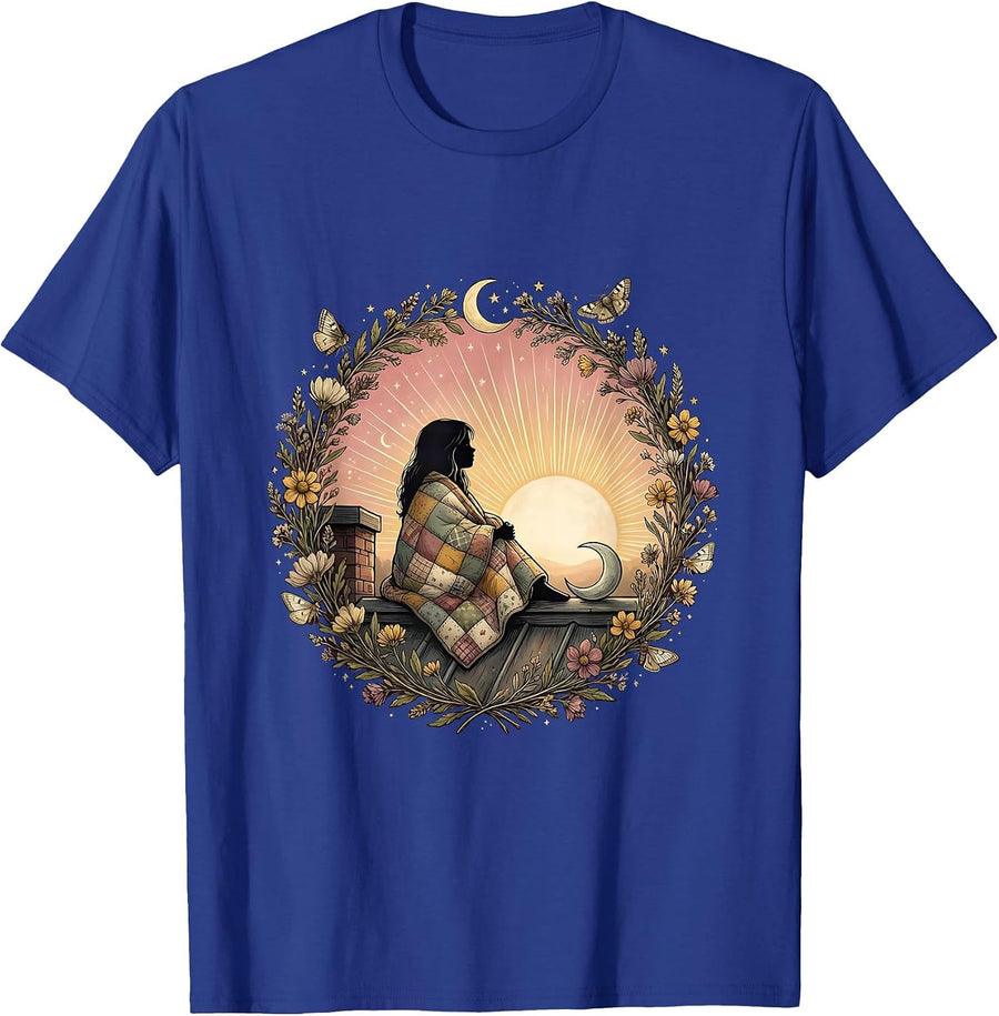 Autism Awareness Rooftop Sunrise Blanket Girl T-Shirt - Royal Blue