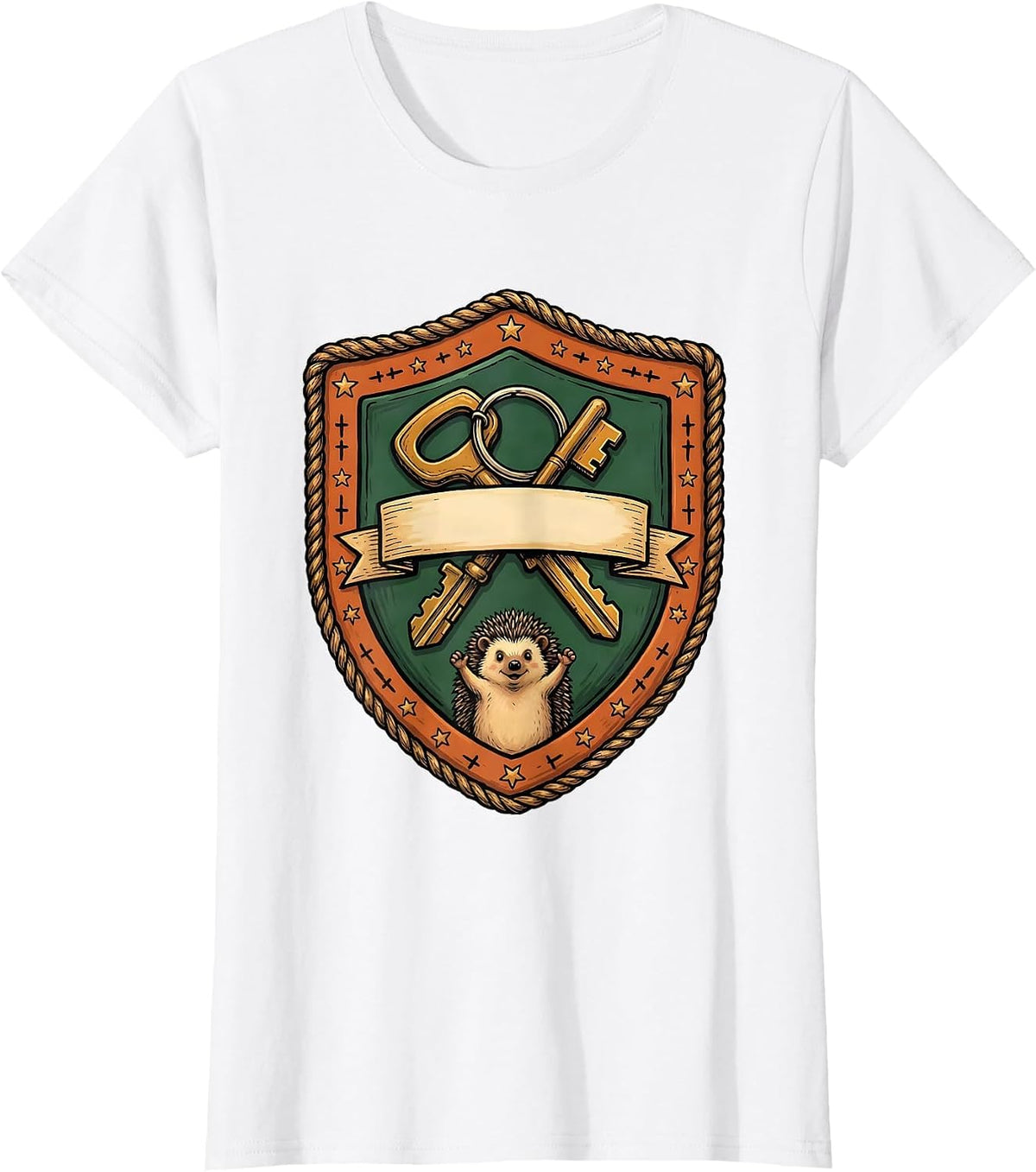 Shield Badge Social Worker Advocacy Humor Folk Art Mascot T-Shirt - White