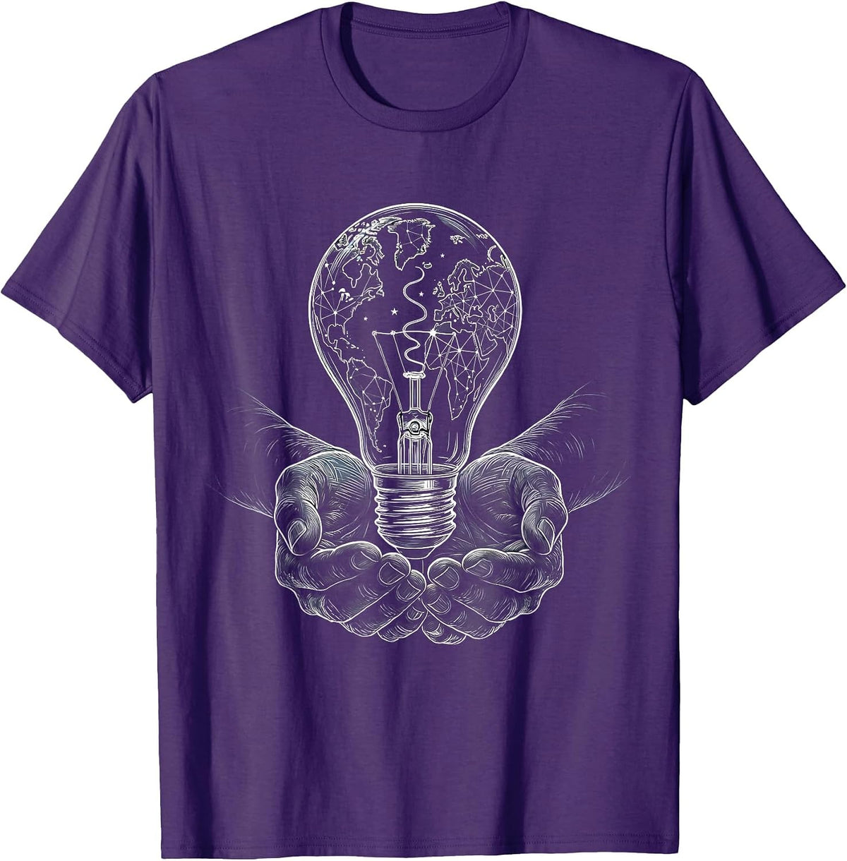 Autism Awareness Lightbulb Constellation Art T-Shirt - Purple