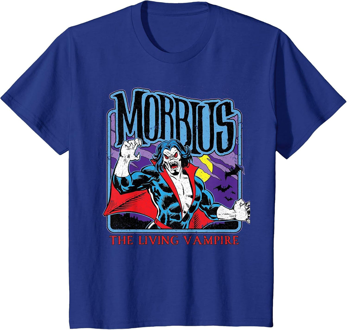 Marvel Monsters Morbius the Living Vampire Retro Halloween T-Shirt - Royal Blue
