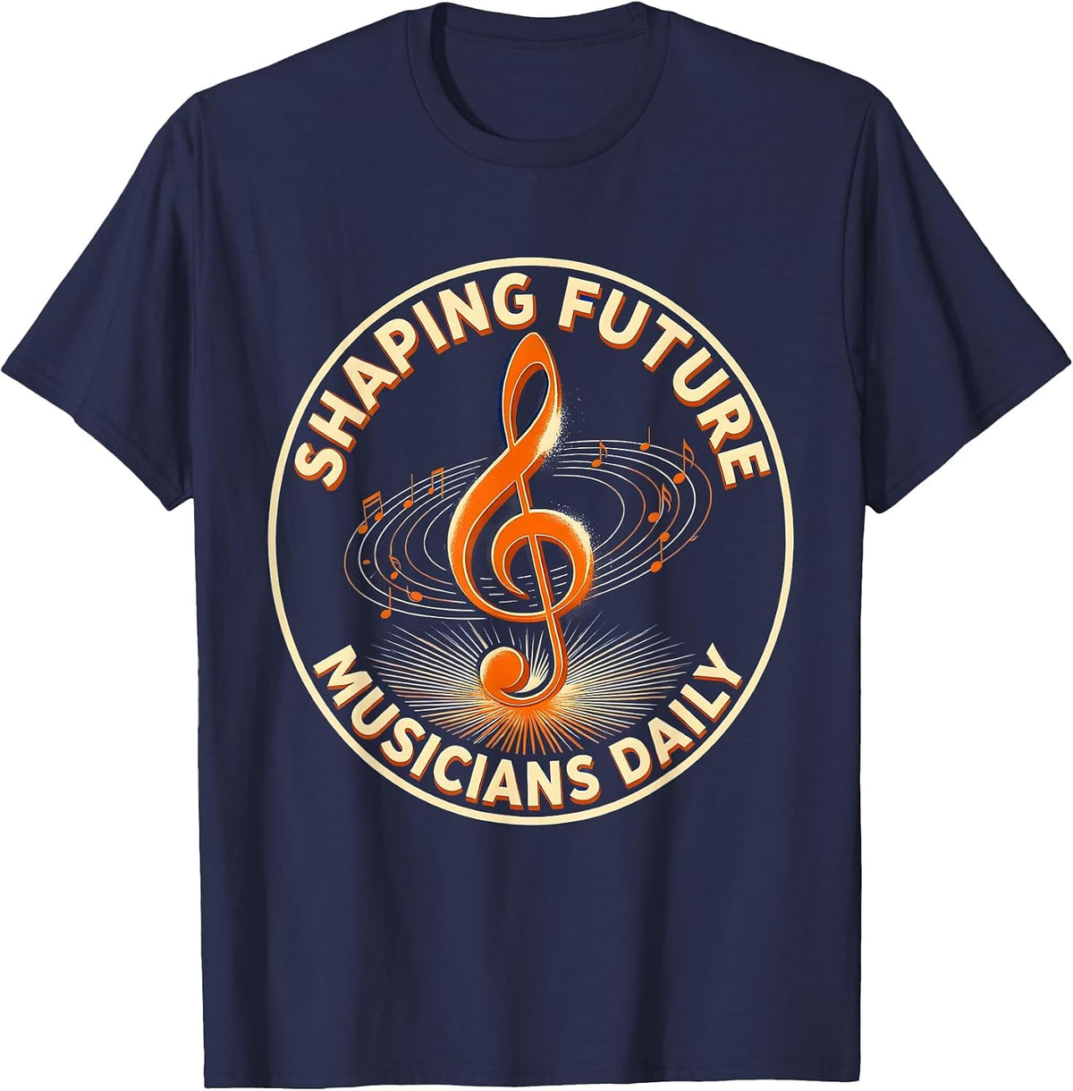 Shaping Future Musicians Daily Music Teacher T-Shirt - Navy Blue