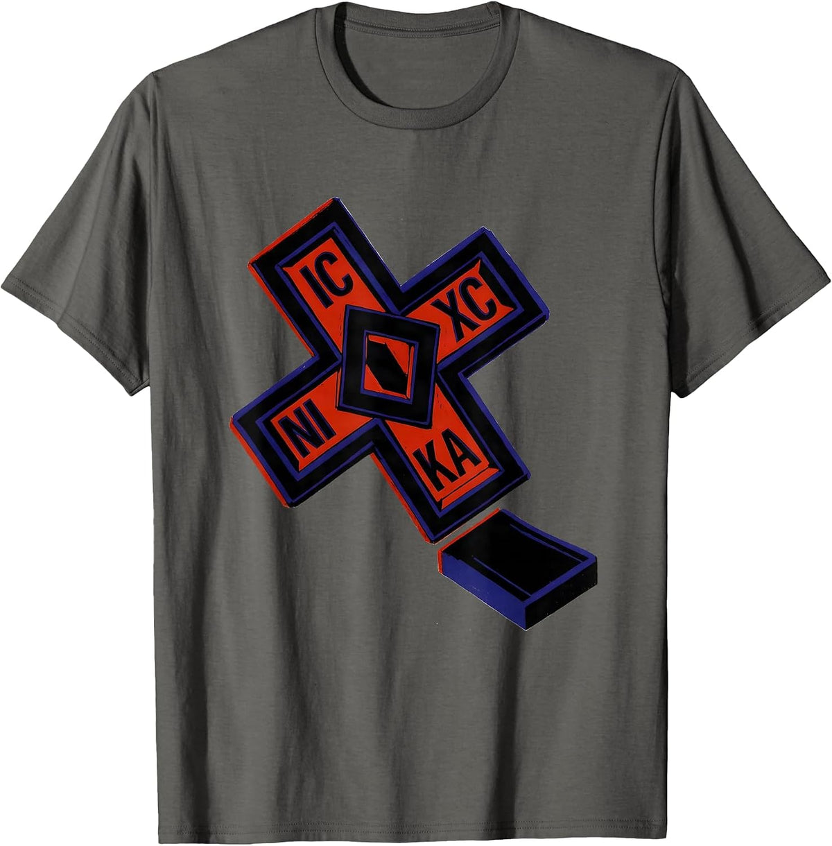Men's IC XC NIKA Vintage Orthodox Cross Russian Orthodox Christian T-Shirt - Asphalt Grey