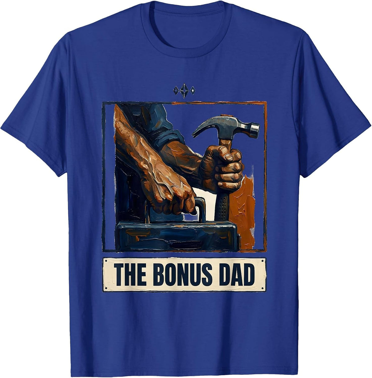 Men's The Bonus Dad Funny Tarot Card Parody Family Role Humor T-Shirt - Royal Blue