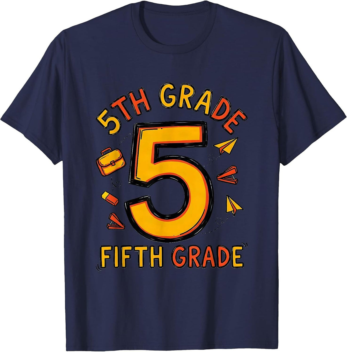 Men's 5TH GRADE FIFTH GRADE Typography Team Back To School Teacher T-Shirt - Navy Blue