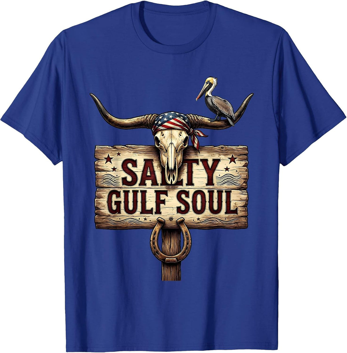 Men's Salty Gulf Soul Gulf of Mexico Design T-Shirt - Royal Blue
