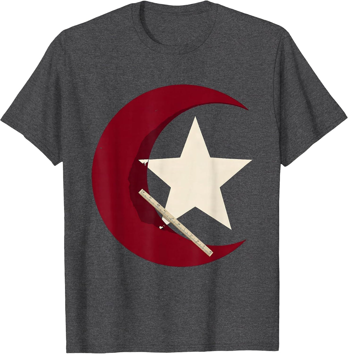 Men's Red Hammer And Sickle Silhouette Soviet Era Nostalgia T-Shirt - Dark Heather Grey