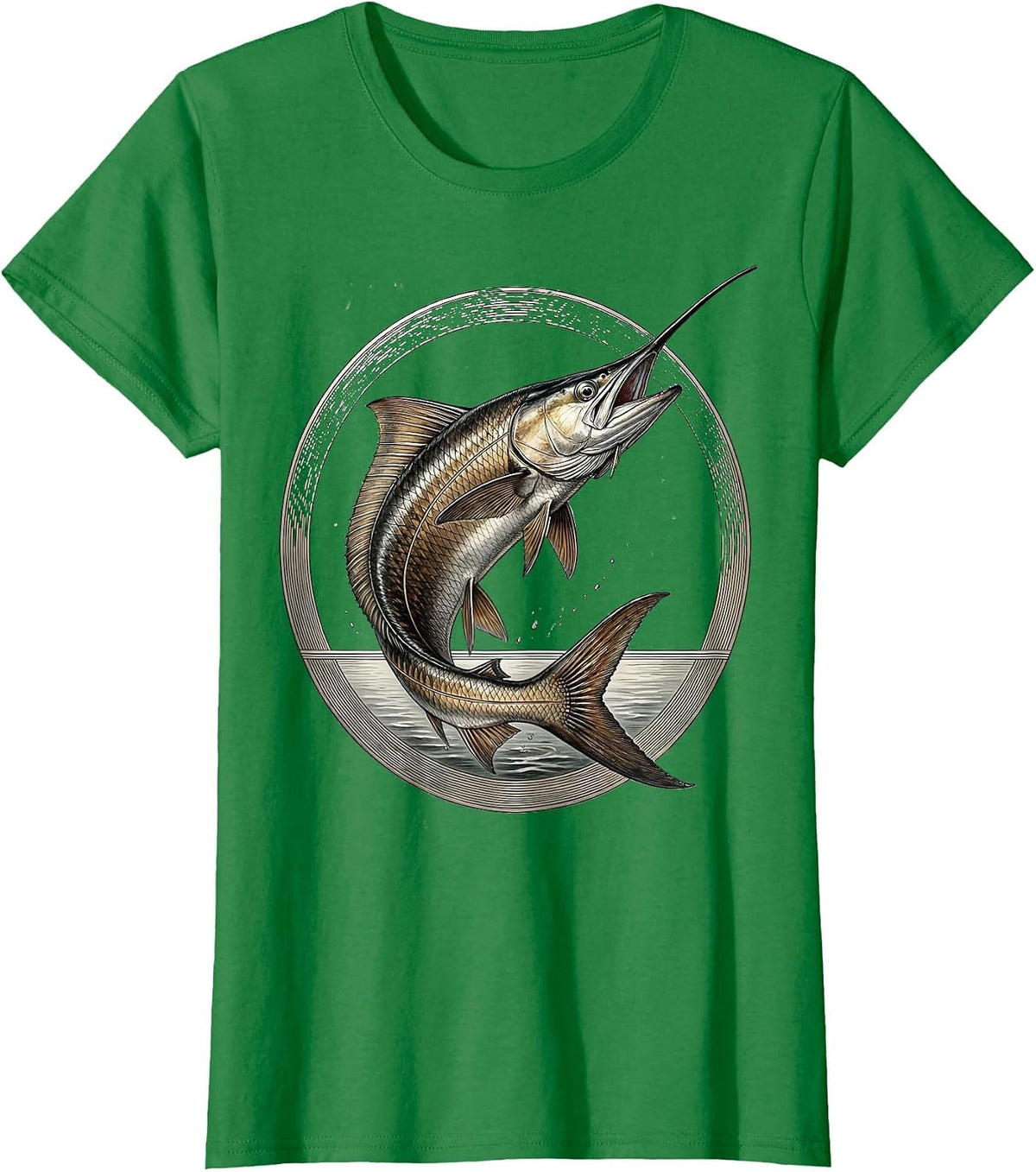 Women's Gulf of Mexico Jumping Tarpon Illustration T-Shirt - Kelly Green