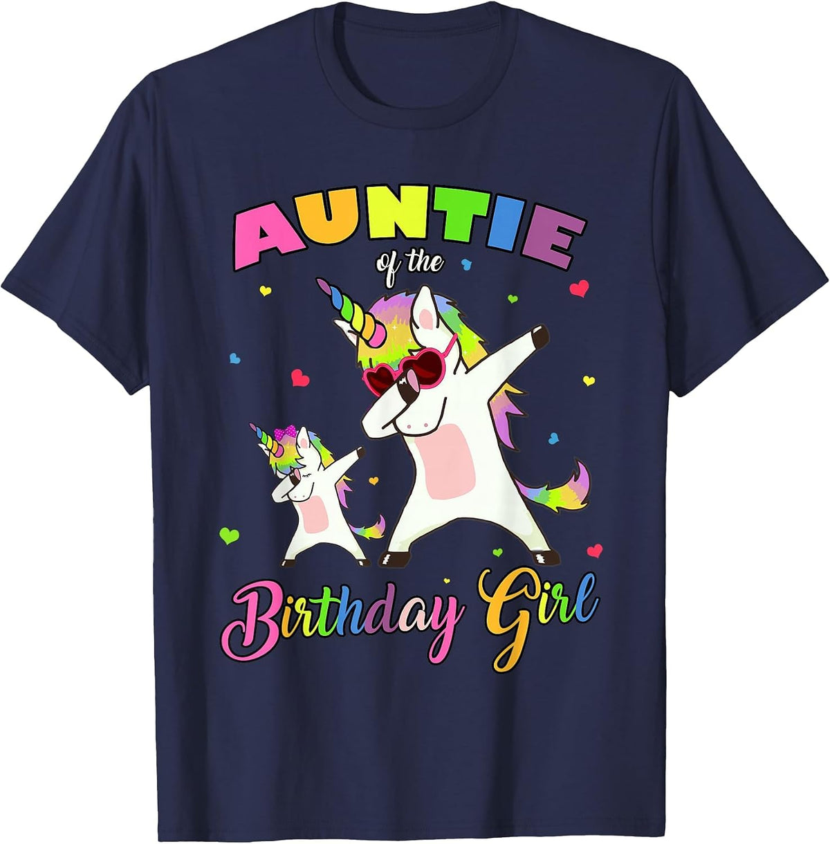 Auntie of the Birthday Girl Unicorn Birthday Princess's Aunt T-Shirt - Navy Blue