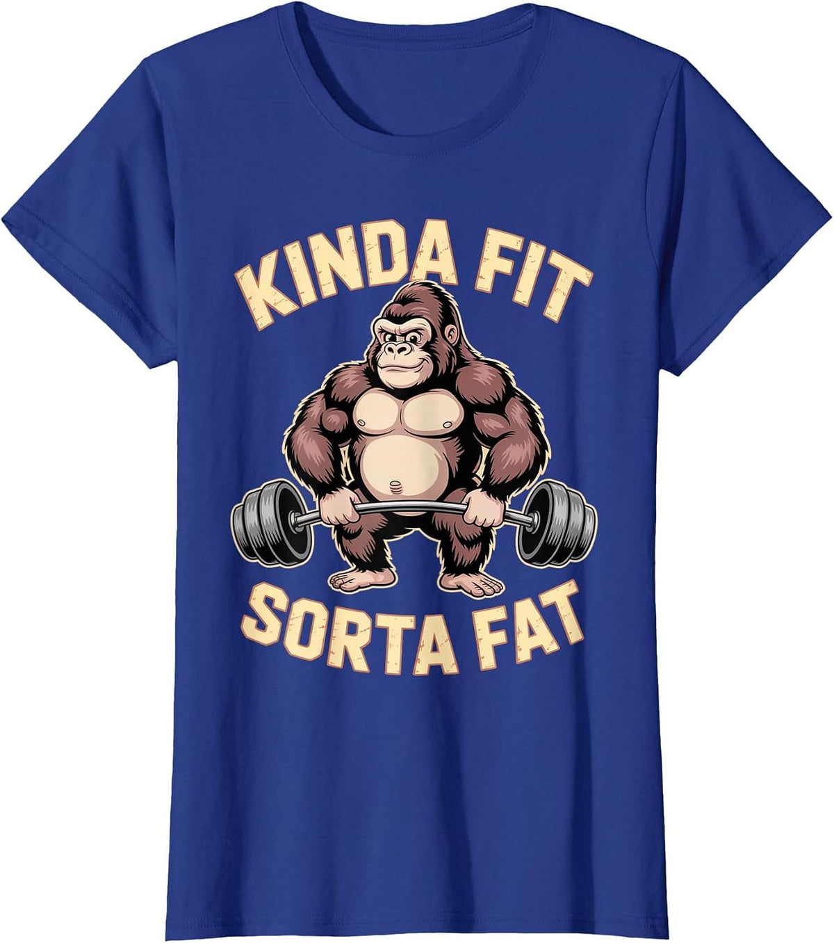 Kinda Fit Sorta Fat Funny Gym Weightlifting Workout T-Shirt - Royal Blue