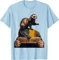 Men's Staffed By Ferrets Funny Ferret Lover Gift Ferret Owner T-Shirt - Baby Blue