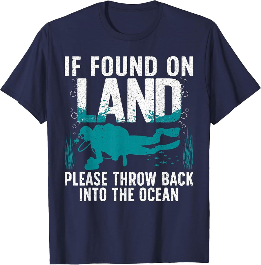 Cool Scuba Diving for Men Women Ocean Open Water Scuba Diver T-Shirt - Navy Blue