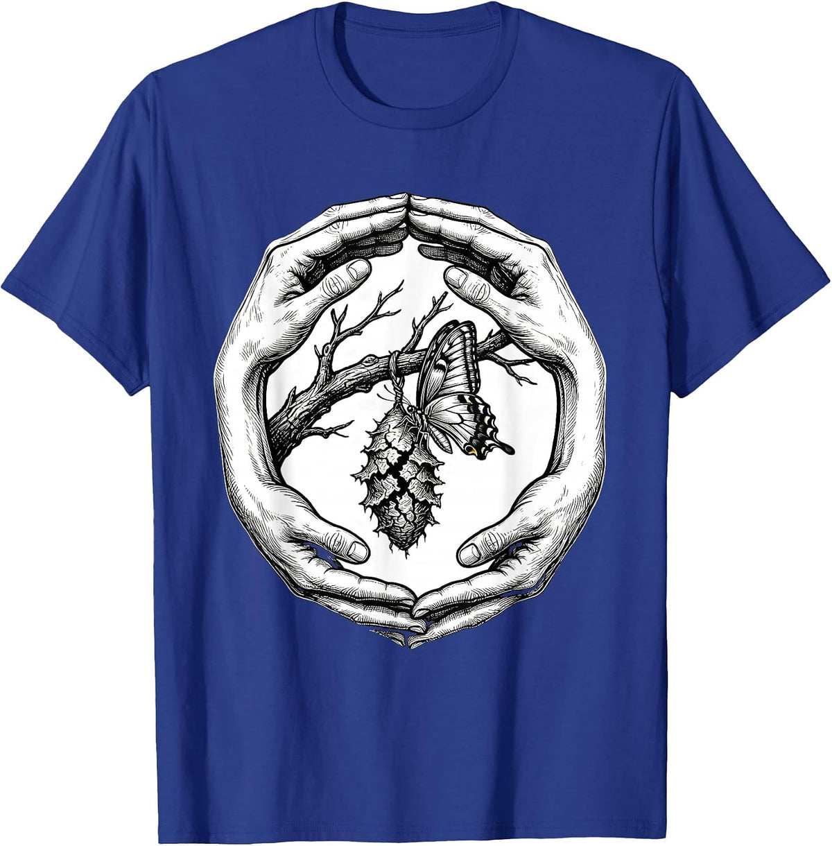 Men's Social Worker Butterfly Emerging Cocoon Graphic T-Shirt - Royal Blue