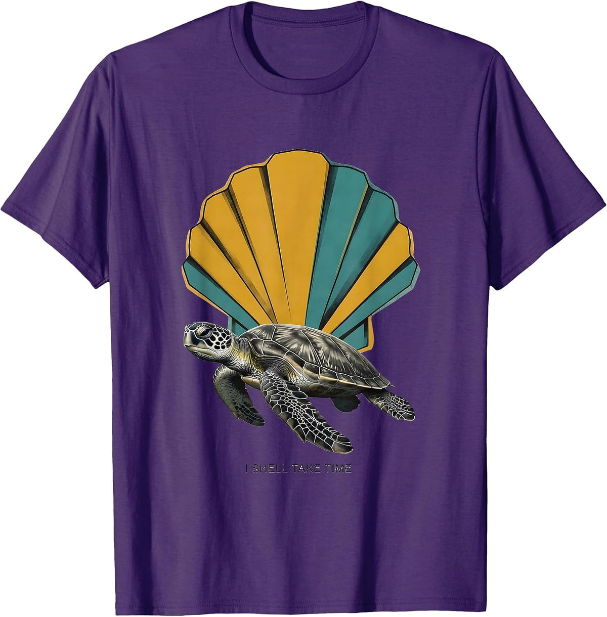 I Shell Take Time Midcentury Modern Turtle Lover Casual T-Shirt - Purple