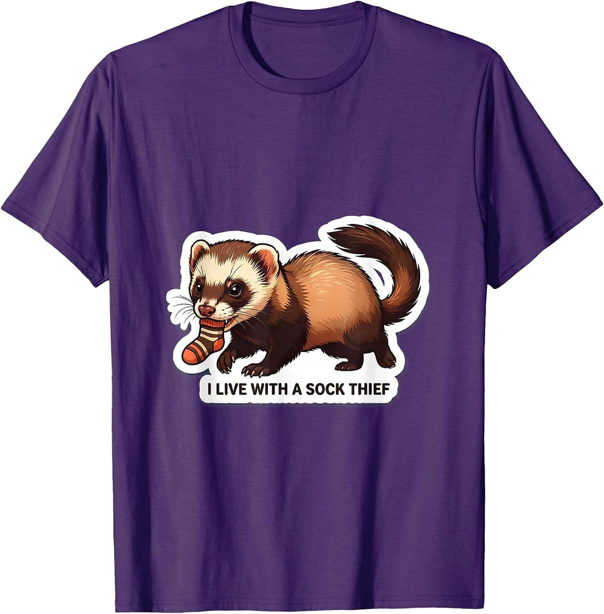 Men's I Live With A Sock Thief Funny Ferret Lover Gift For Kids T-Shirt - Purple