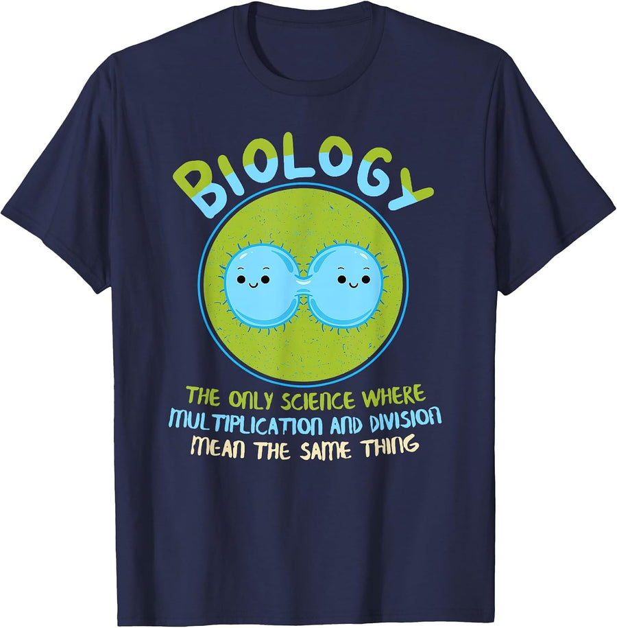 Multiplication and Division Mean The Same Funny Biology T-Shirt - Navy Blue