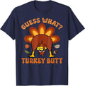 Guess What Turkey Butt Funny Thanksgiving Boys Toddler Kids T-Shirt - Navy Blue