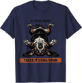 My Basset Hound Takes It Lying Down Funny Basset Hound Owner T-Shirt - Navy Blue