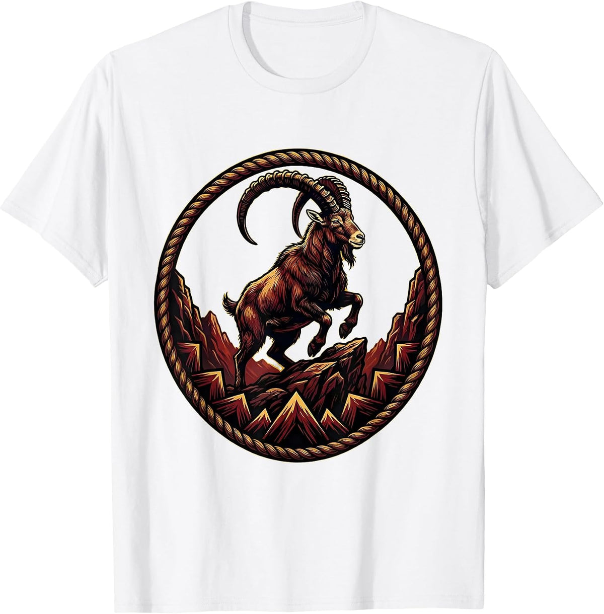 Men's Mountain Goat Steep Precipice Freedom Wildlife T-Shirt - White