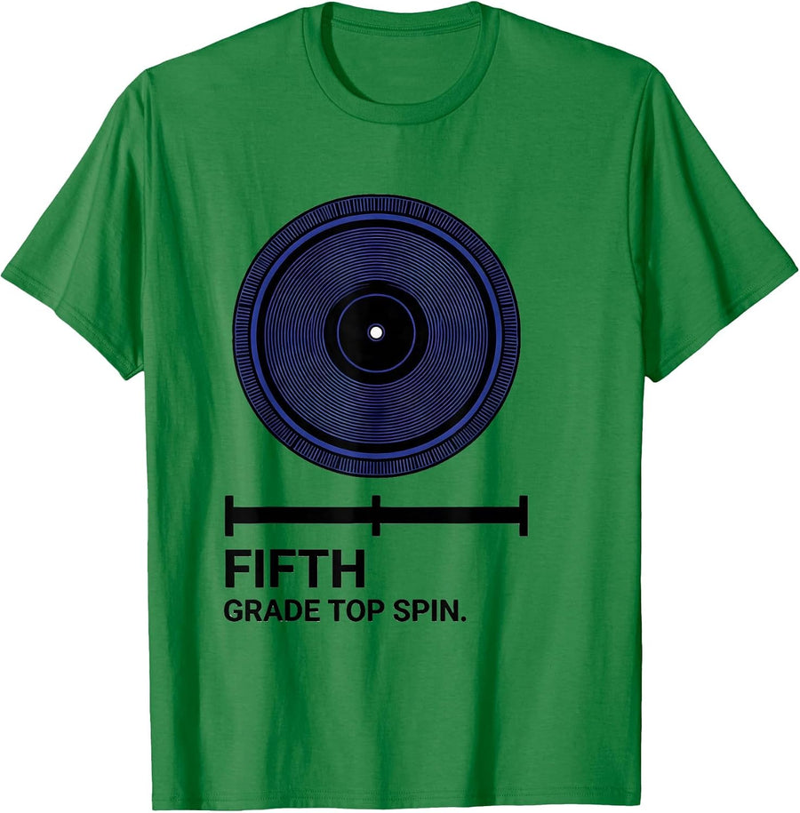 Men's Fifth Grade Top Spin Retro Teacher Student Back To School T-Shirt - Kelly Green